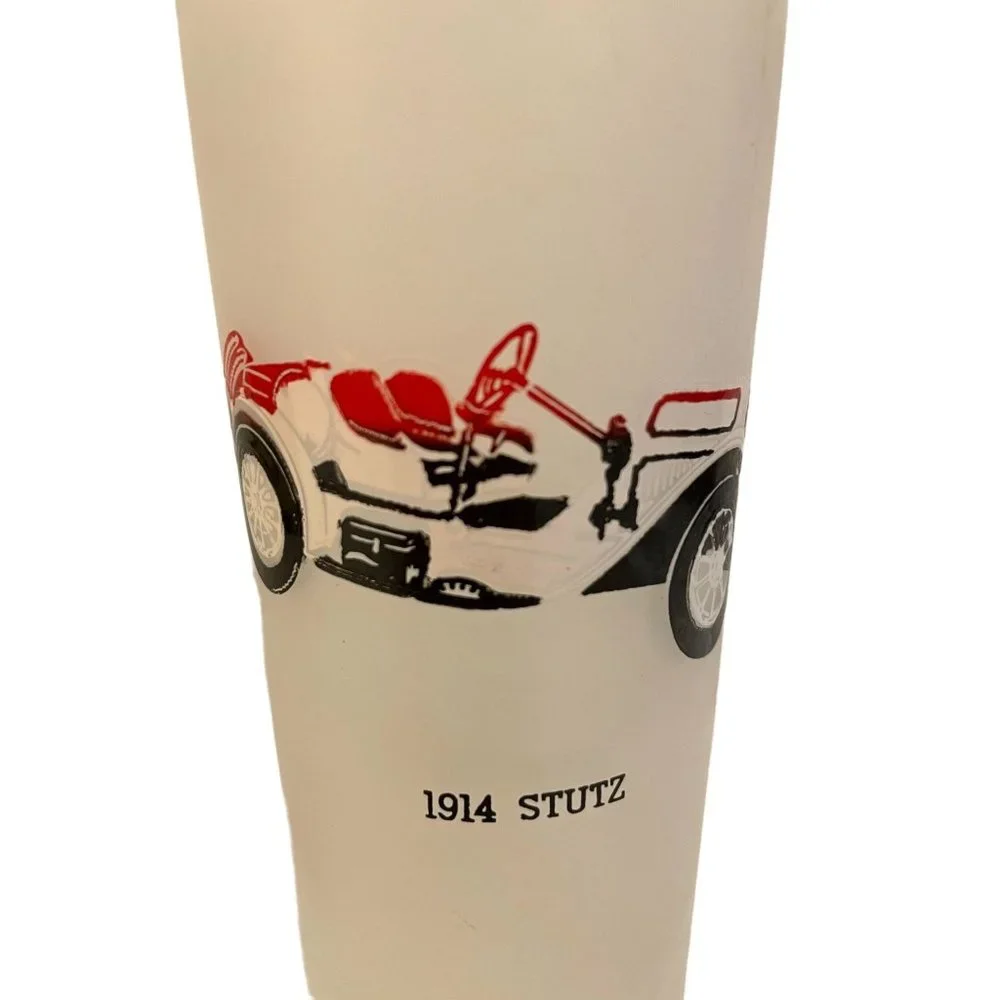 Vintage Tumblers Anchor Hocking "Antique Autos" Frosted Ice Tea Glass Set Of 4 - Picture 6 of 8